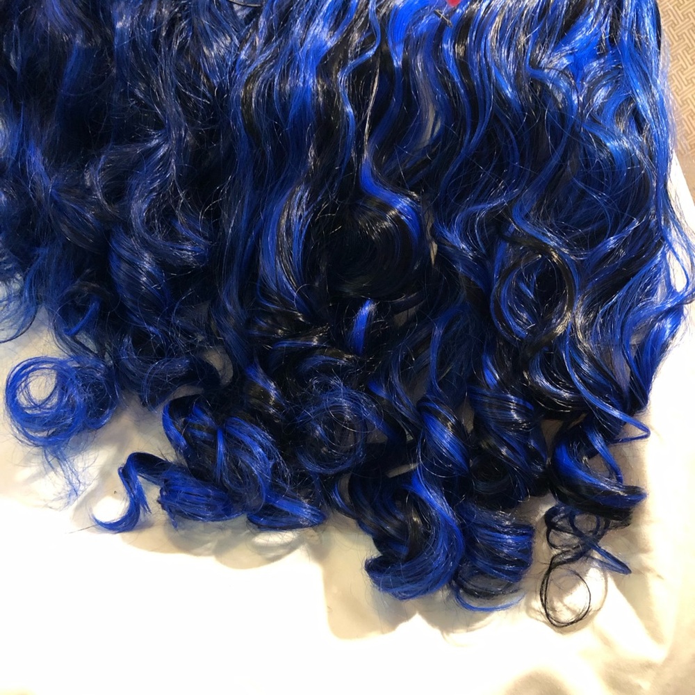 Black to Blue Synthetic Wig - Picture 6 of 16